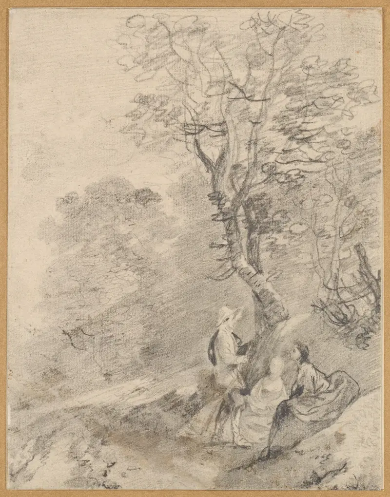 Wooded Landscape with Group of Figures av Thomas Gainsborough