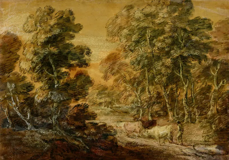 Wooded Landscape with Herdsman and Cattle av Thomas Gainsborough