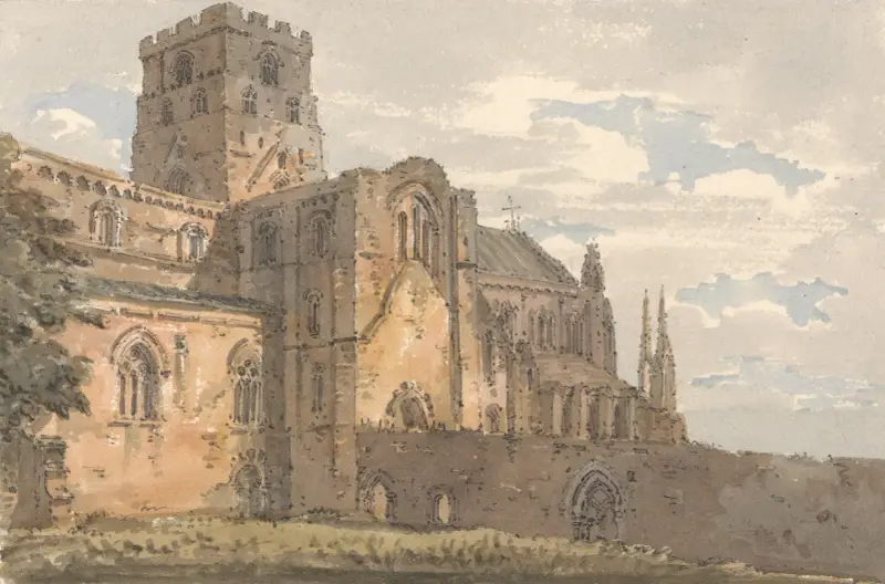 Carlisle Cathedral, Cumberland, från sydväst av Thomas Girtin