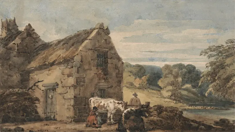 Stuga nära Newcastle, Northumberland av Thomas Girtin