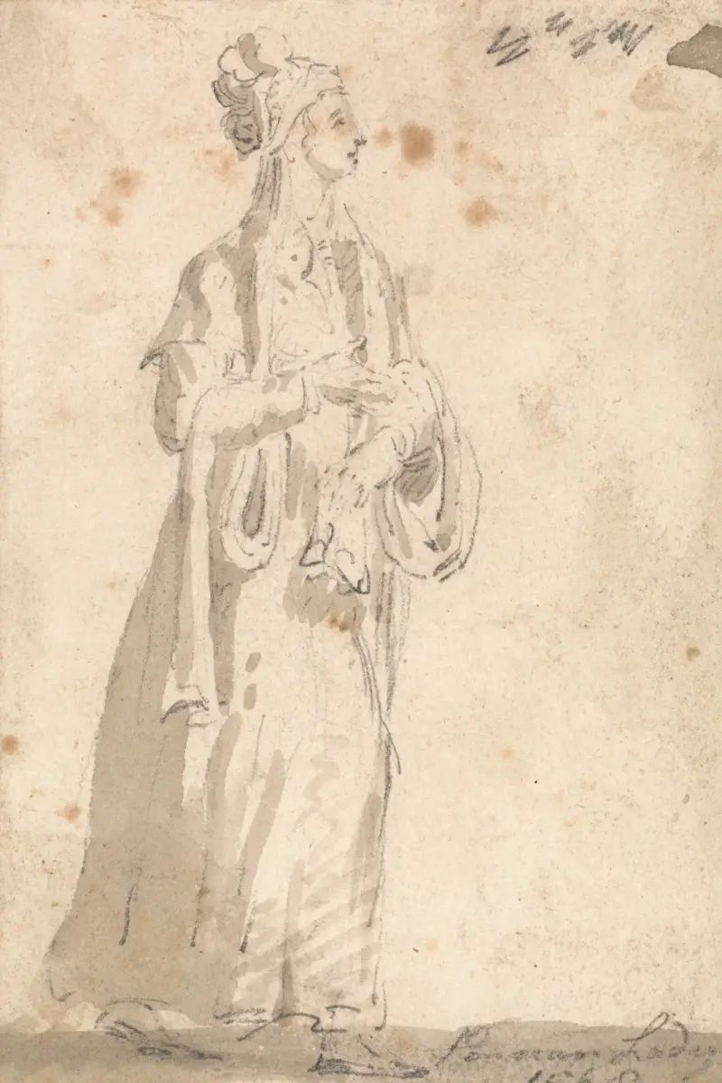 Figure Costume Study; Persian Lady in 1568 av Thomas Girtin