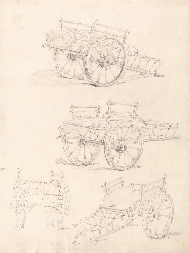 Vier Studien eines Heuwagens von Thomas Girtin