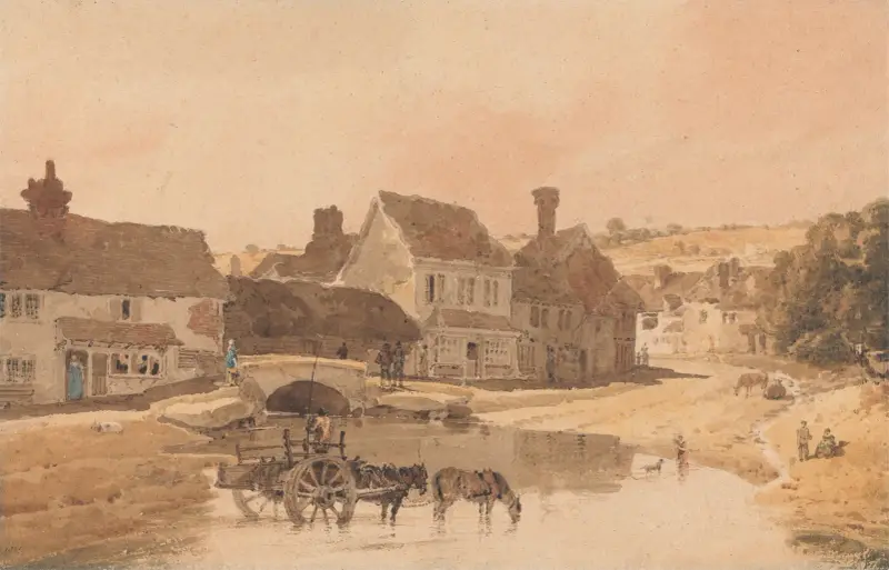 The Village of Kirkstall, Yorkshire av Thomas Girtin