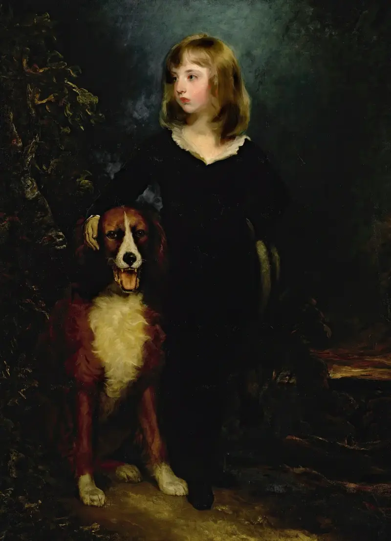 Portrait of a Boy, Full-Length, Standing In a Landscape With His Dog, Said To Be Master Arbuthnot av Sir Thomas Lawrence