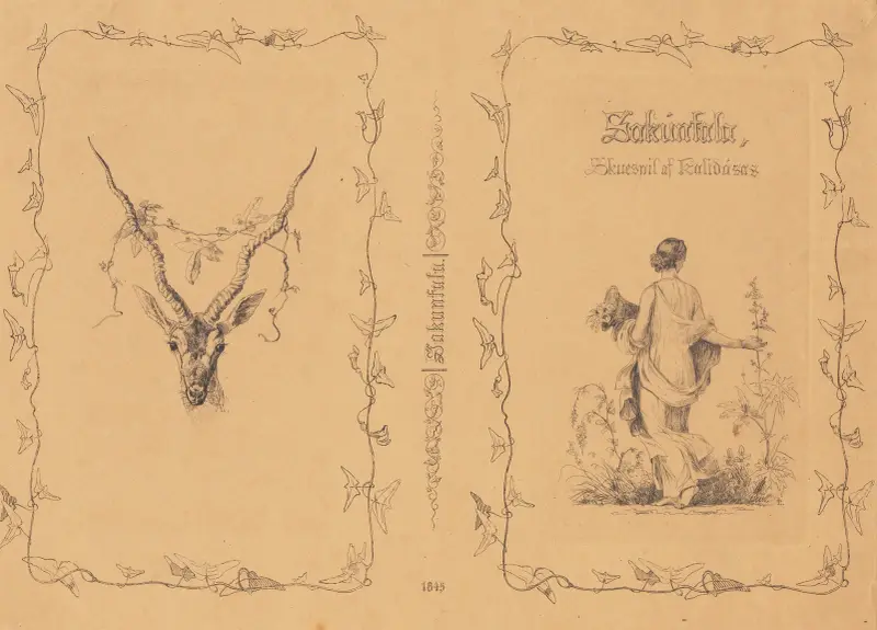 Omslag till M Hammerichs översättning av Kalidasas Sakuntala, Köpenhamn 1845 av Johan Thomas Lundbye