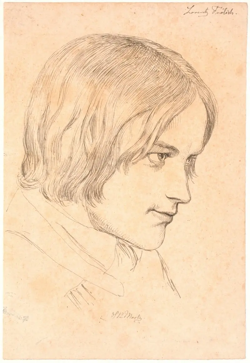 Porträtt av målaren Lorenz Frølich 1820–1908 av Johan Thomas Lundbye