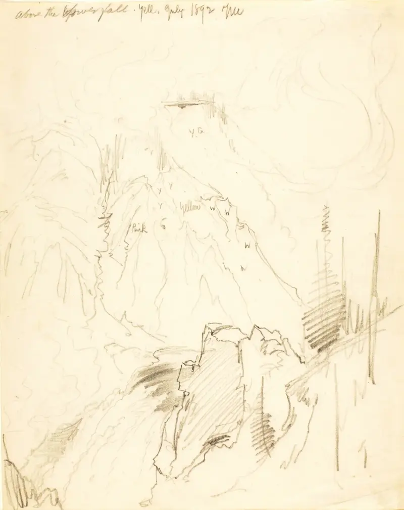 Ovanför det lägre fallet, Yellowstone av Thomas Moran