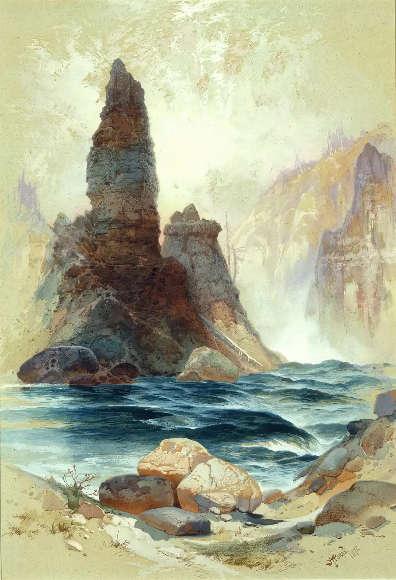 Nad wodospadem Tower Falls, Yellowstone, Thomas Moran