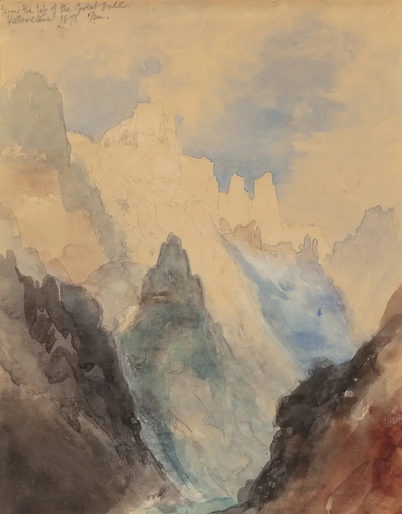 Från toppen av Great Fall, Yellowstone av Thomas Moran