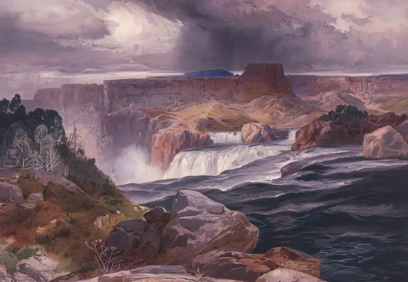 Stora fallet i Snake River, Idaho Territory, 1876 – nr 1 av Thomas Moran