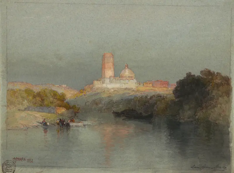 Hacienda on the Lerma River, San Juan, Mexico av Thomas Moran