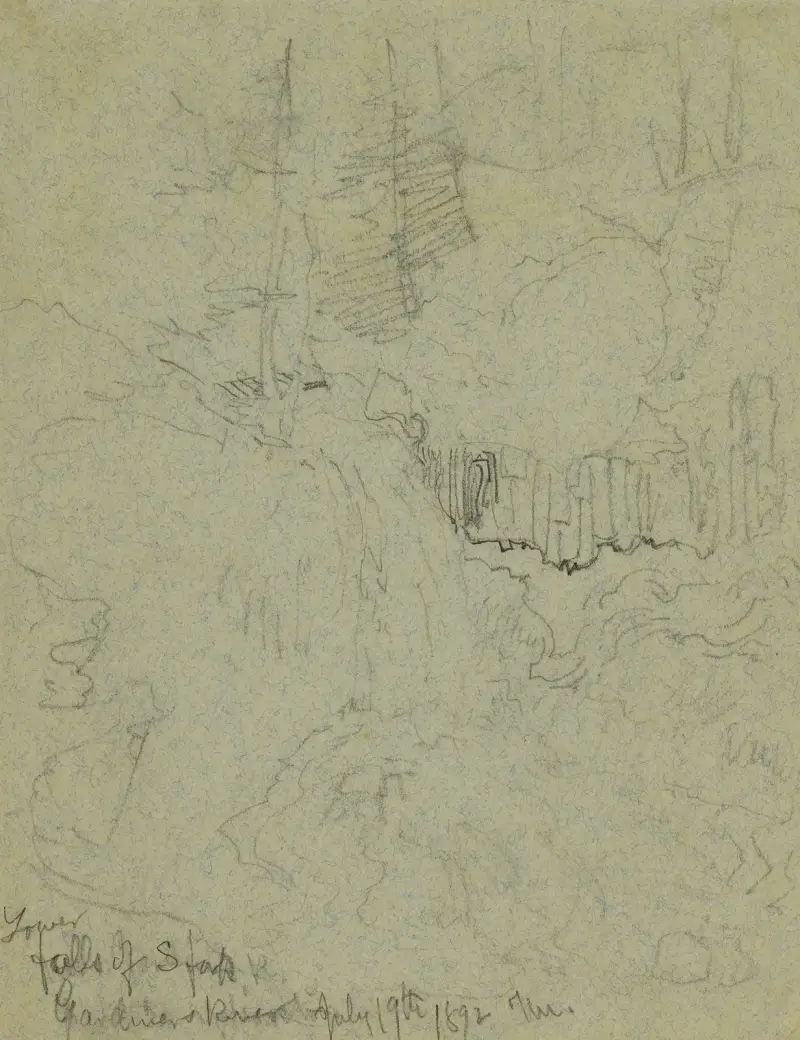 Lower Falls of the South Fork, Gardiner’s River av Thomas Moran