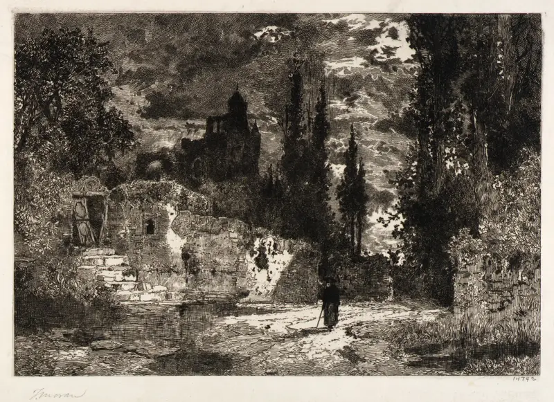 Old Castle and Trees von Thomas Moran
