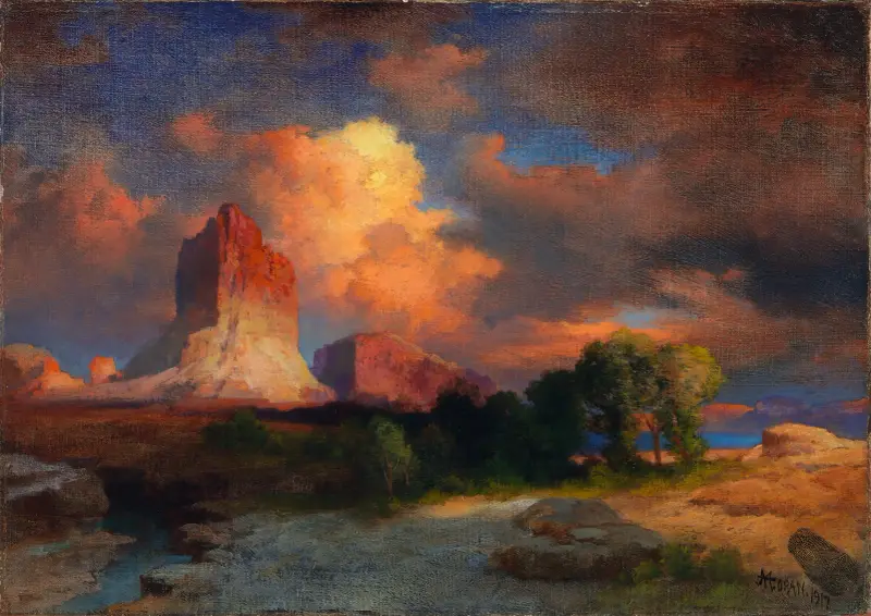 Chmura o zachodzie słońca, Green River, Wyoming, Thomas Moran