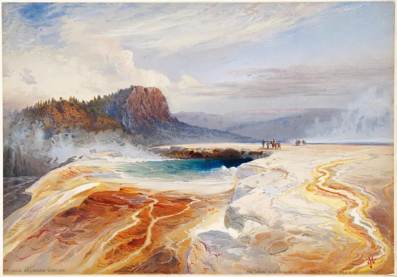 Den stora blå källan i Lower Geyser Basin, Yellowstone av Thomas Moran