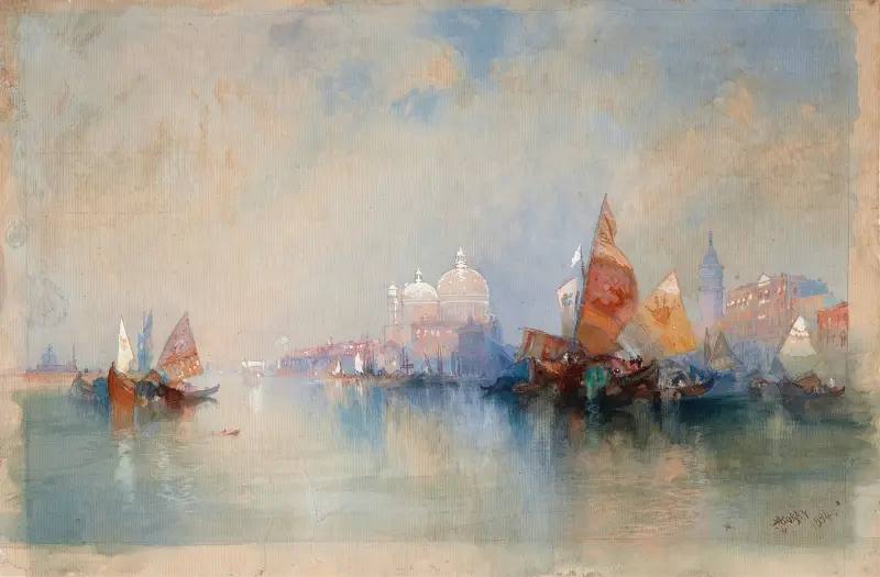 Lagunen mot Santa Maria della Salute av Thomas Moran