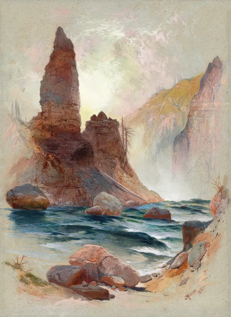 Wieża przy Tower Falls, Yellowstone, Thomas Moran