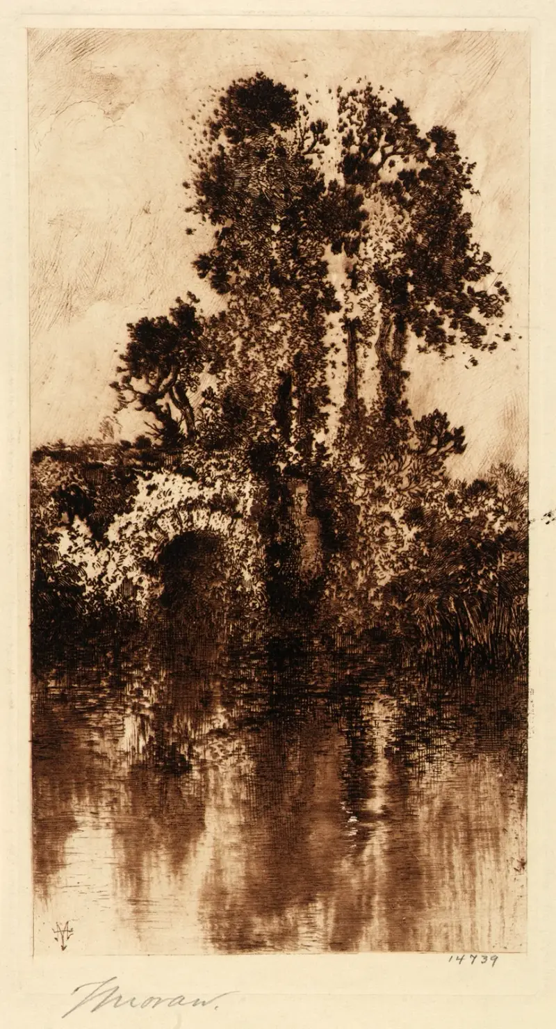 Trees and Old Bridge, Thomas Moran