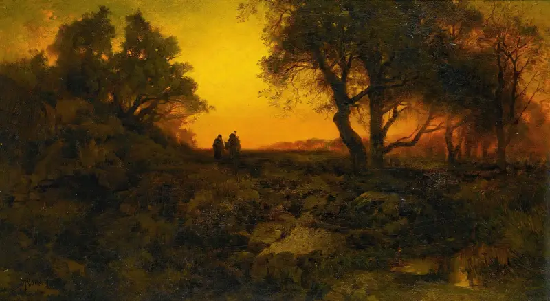 Twilight Landscape (Flight Into Egypt) von Thomas Moran