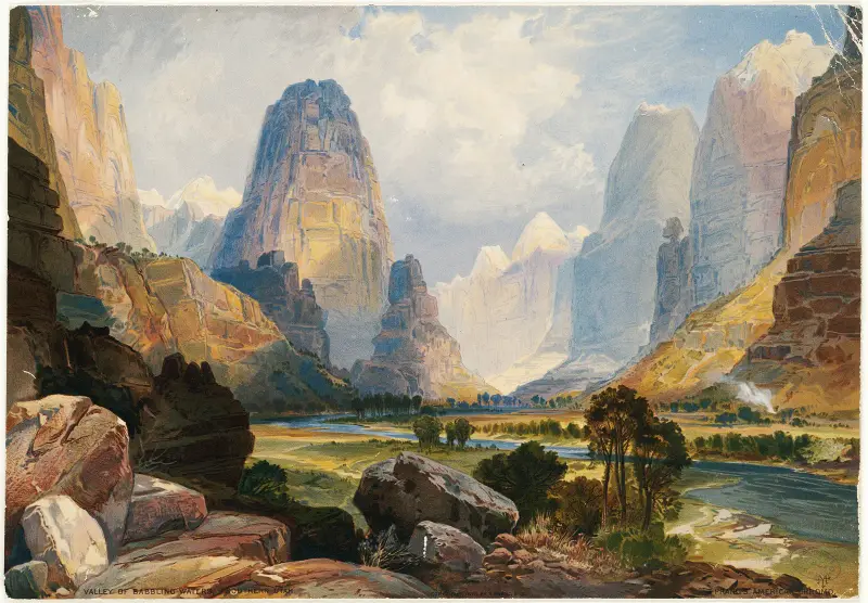 Dal av porlande vatten, södra Utah av Thomas Moran