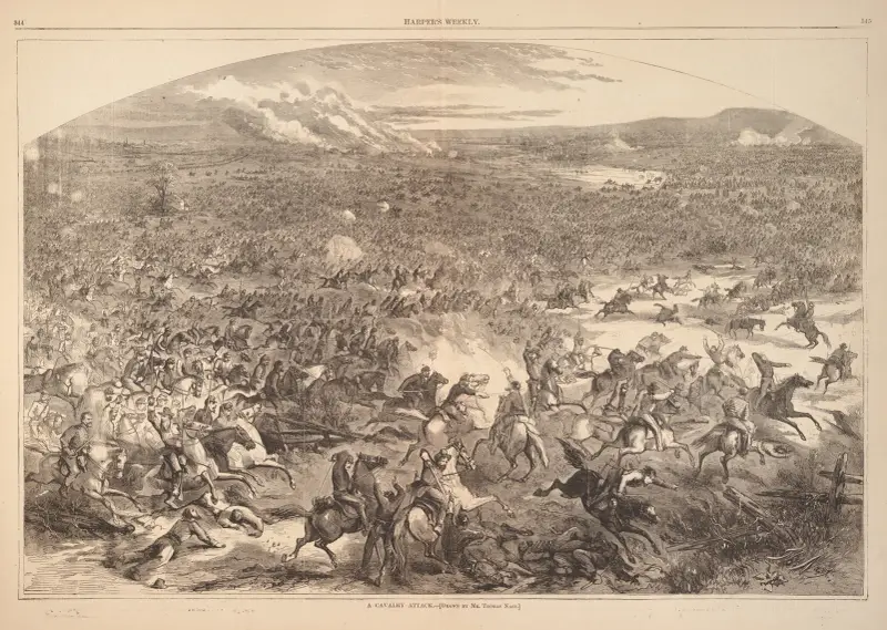 Ett kavalleriattack av Thomas Nast