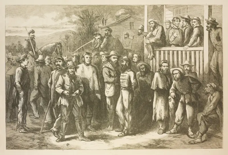 A group of Butternut prisoners, taken from life av Thomas Nast