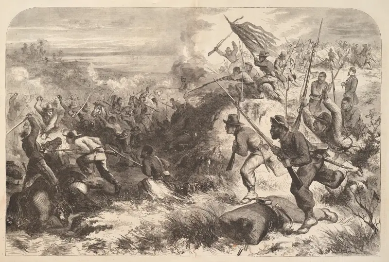 Ein Regiment der Schwarzen im Kampf von Thomas Nast