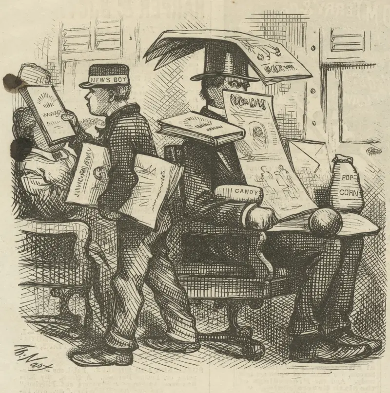 A patient railroad traveler av Thomas Nast