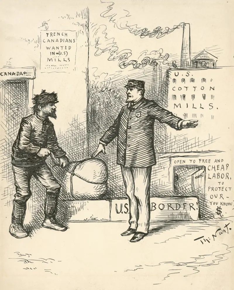 A tariff to protect those mills operations would put the duty upon the Canadians not on the cotton cloth av Thomas Nast