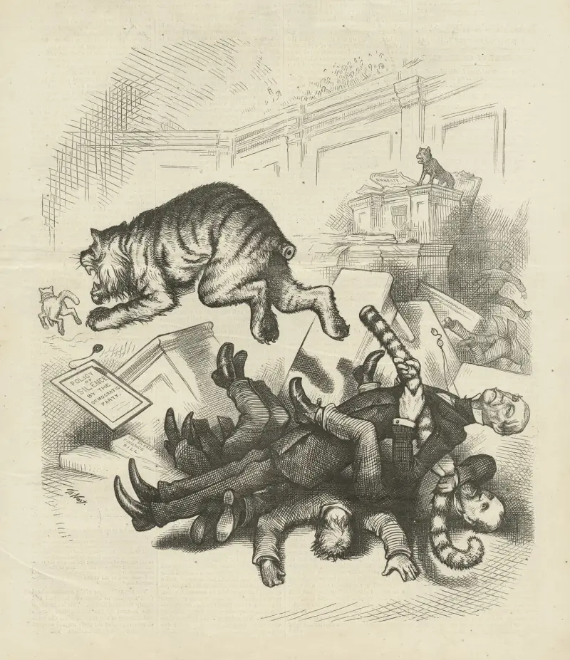 Amnesty, or the end of the peaceful (Democratic) tiger av Thomas Nast