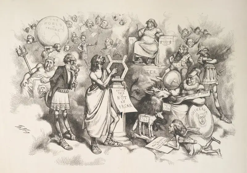 Apollo underhåller gudarna av Thomas Nast