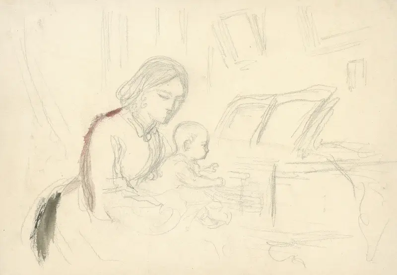 Bebis spelar piano av Thomas Nast