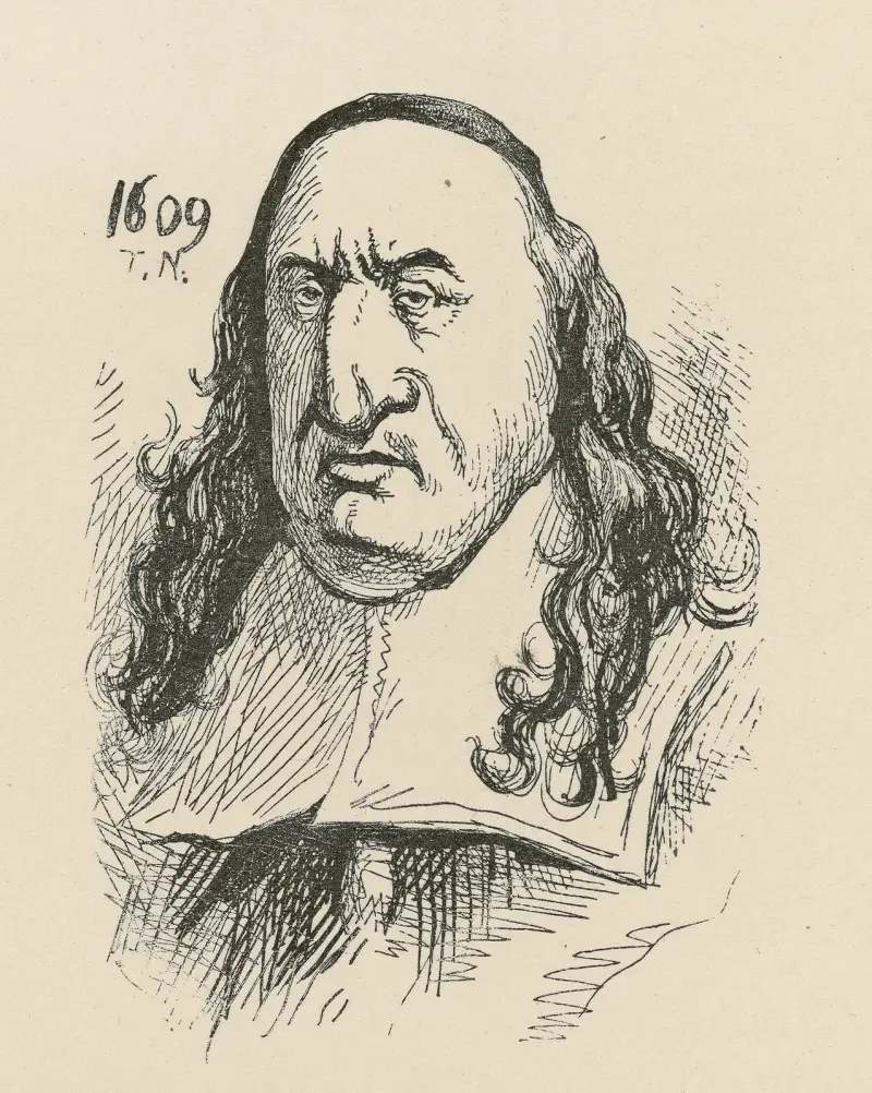 Porträtt av man i elisabetansk dräkt av Thomas Nast