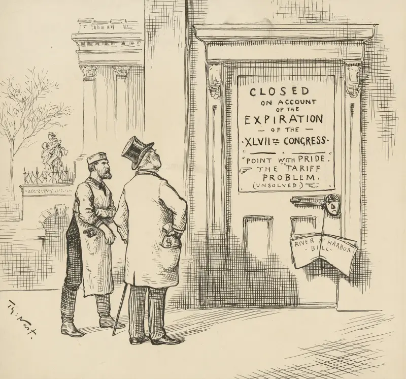 Geschlossen wegen Ablauf des XLVII. Kongresses. Verweise mit Stolz auf das Zollproblem (ungelöst). von Thomas Nast