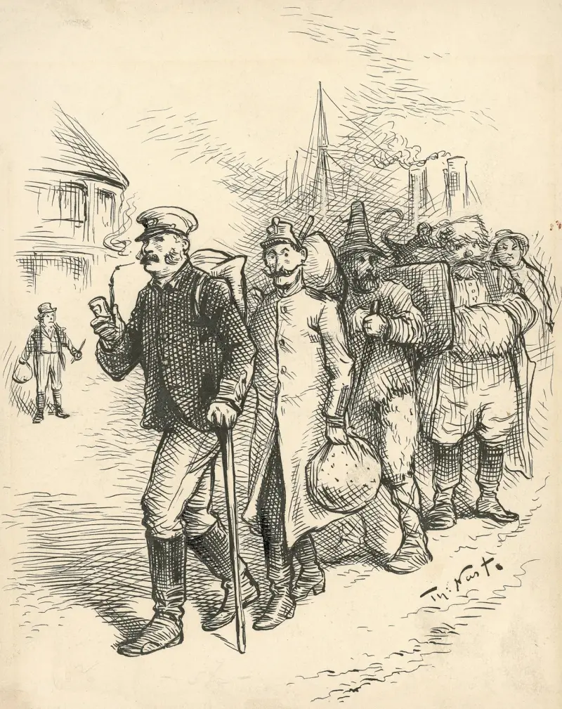 Free trade every day to compete with our labor and not all Britishers by any means av Thomas Nast