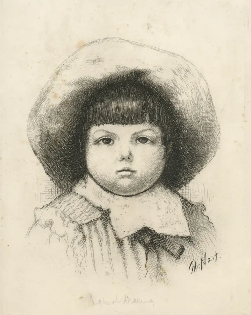Huvud av en liten pojke av Thomas Nast