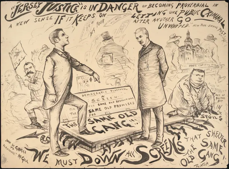John W. Griggs to Alexander T. McGill; We must down all screens that shelter the same old gang av Thomas Nast