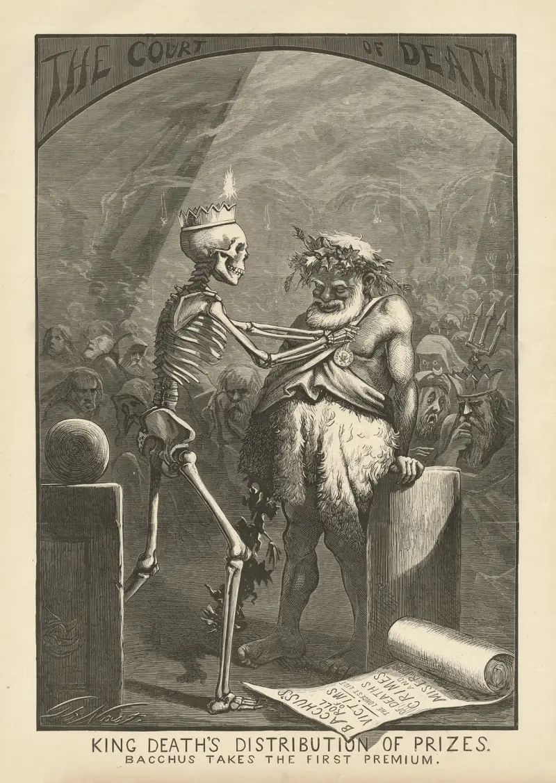 Kung Dödens prisutdelning – Bacchus får förstapriset av Thomas Nast