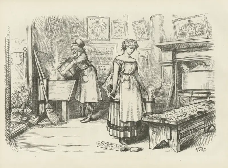 Låt det goda arbetet (städningen) fortsätta. av Thomas Nast