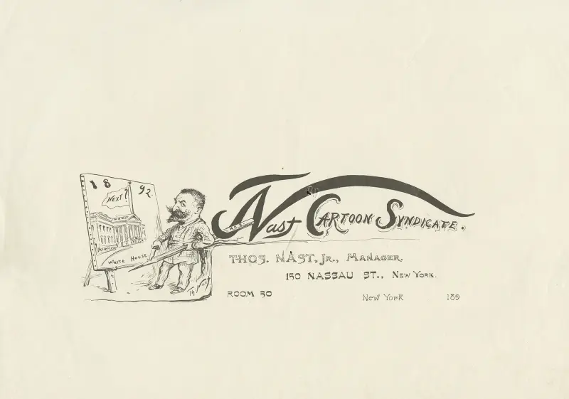 Nast Cartoon Syndicate [letterhead design drawing] av Thomas Nast