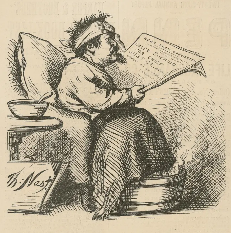 Notice — no cartoon this week. The news from Washington was too much for our artist av Thomas Nast