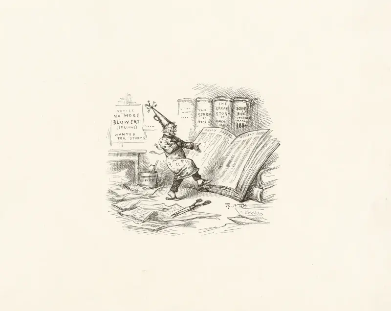 Notice. No more blowers (bellows) wanted for storms av Thomas Nast