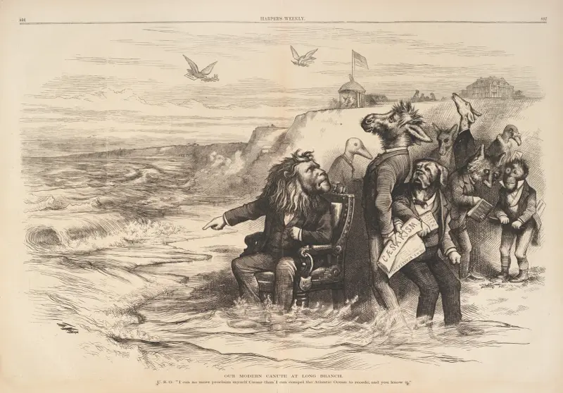 Vår moderna Canute vid Long Branch av Thomas Nast