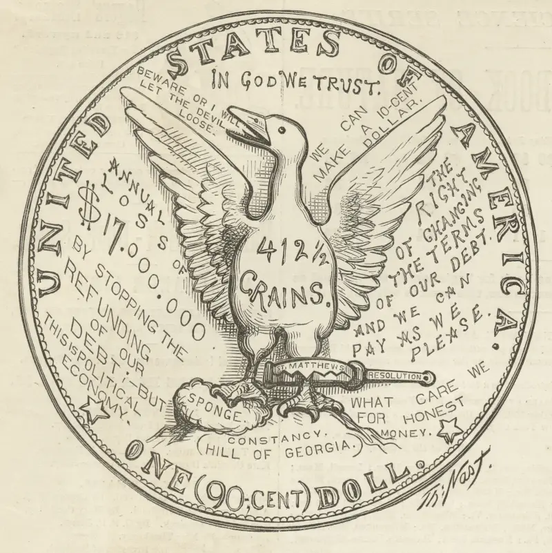 Our new dear dollar. As seen through a magnifying glass av Thomas Nast