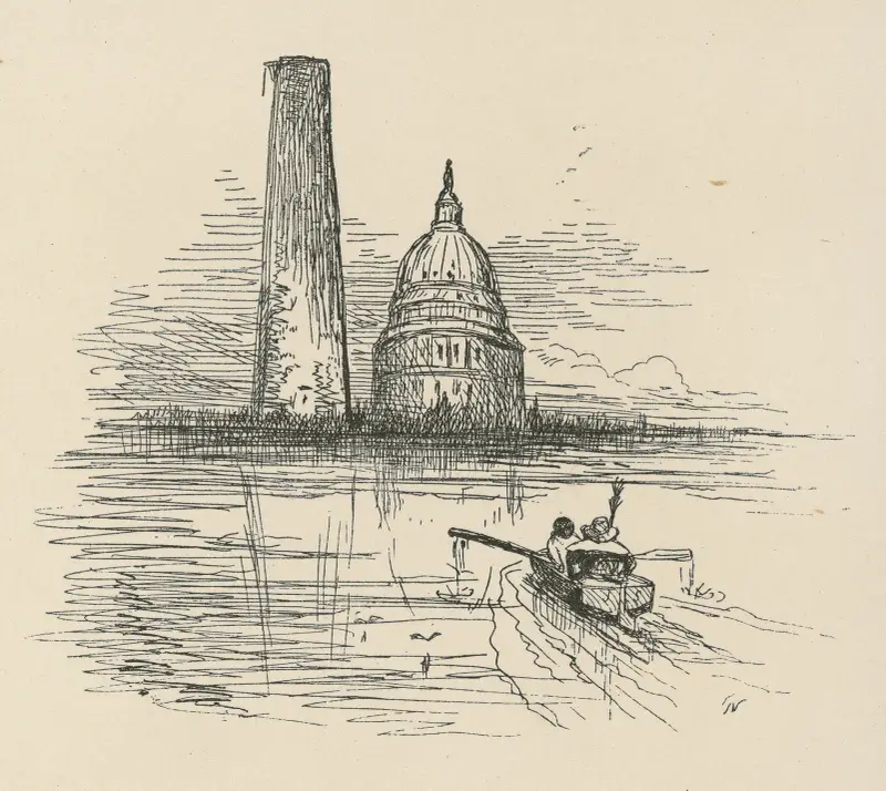 Rowboat heading towards U.S. Capitol Building av Thomas Nast