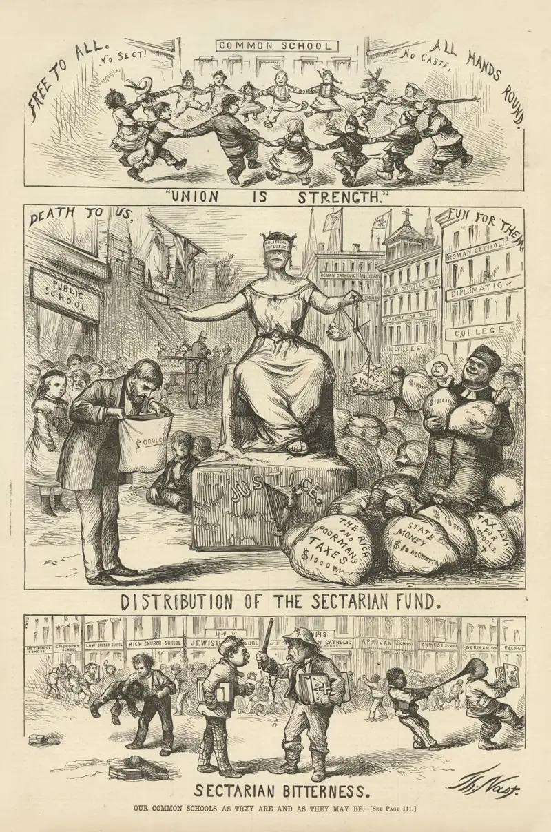 Sectarian bitterness. Our common schools as they are and as they may be. av Thomas Nast