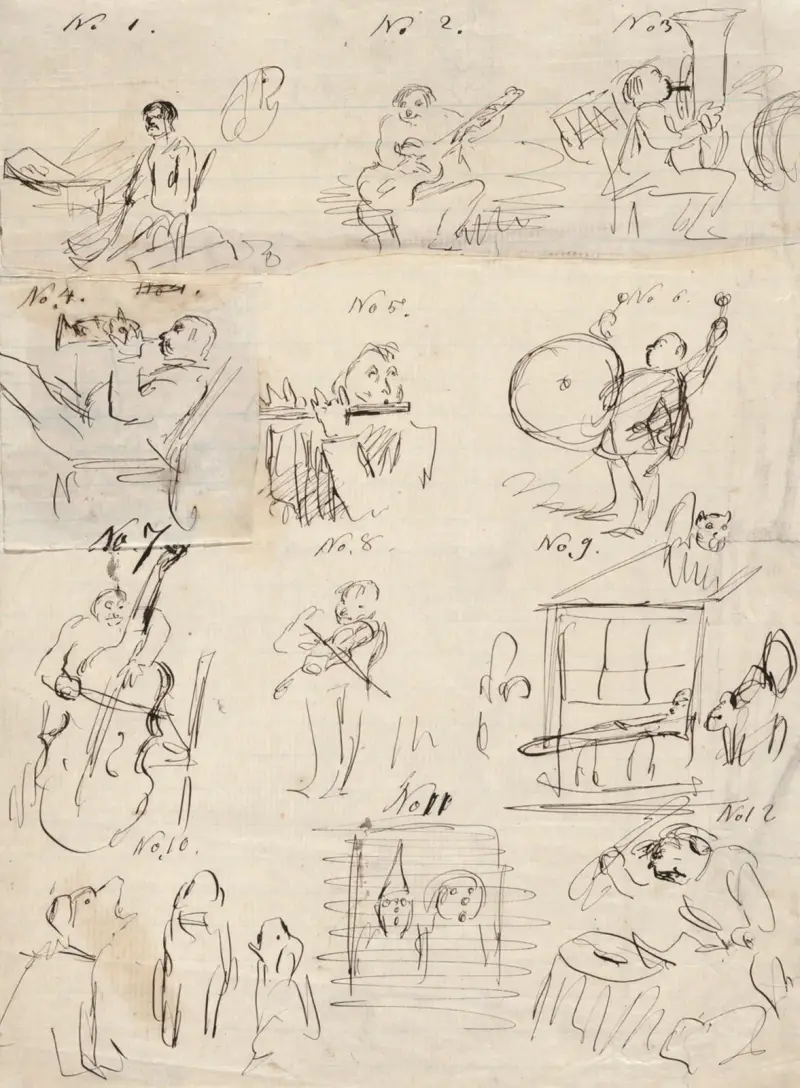 Sheet of Sequential Drawings About Music av Thomas Nast