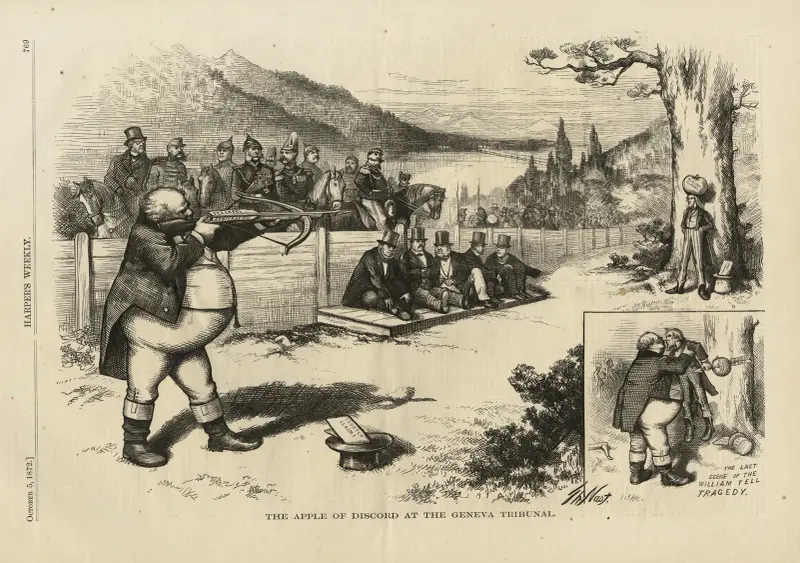 Diskordens äpple vid Genève-tribunalen av Thomas Nast
