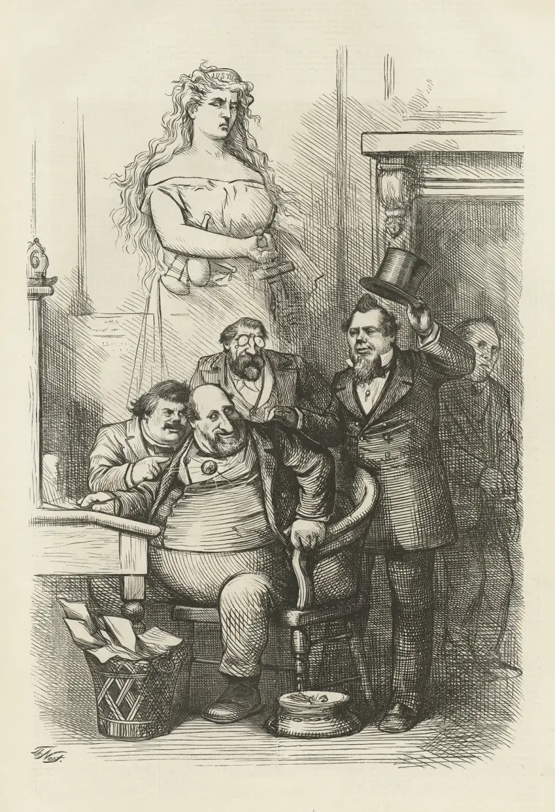 The arrest of ‘boss’ Tweed — another good joke av Thomas Nast