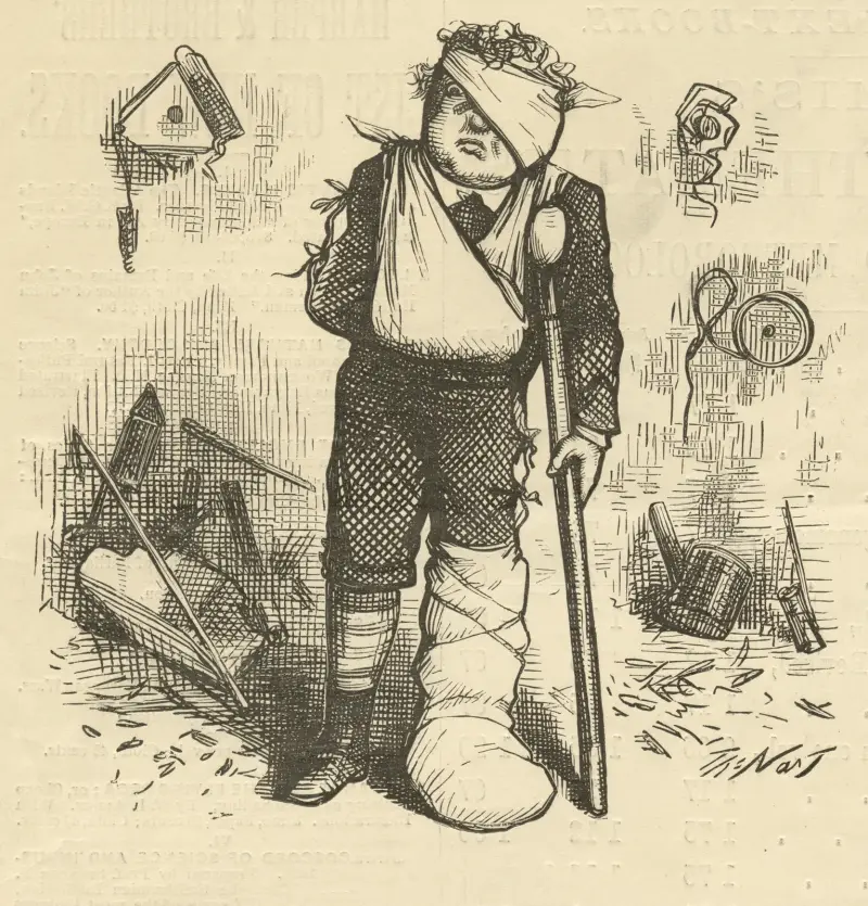 Dagen efter. Pojken som hade en mycket trevlig fjärde juli av Thomas Nast